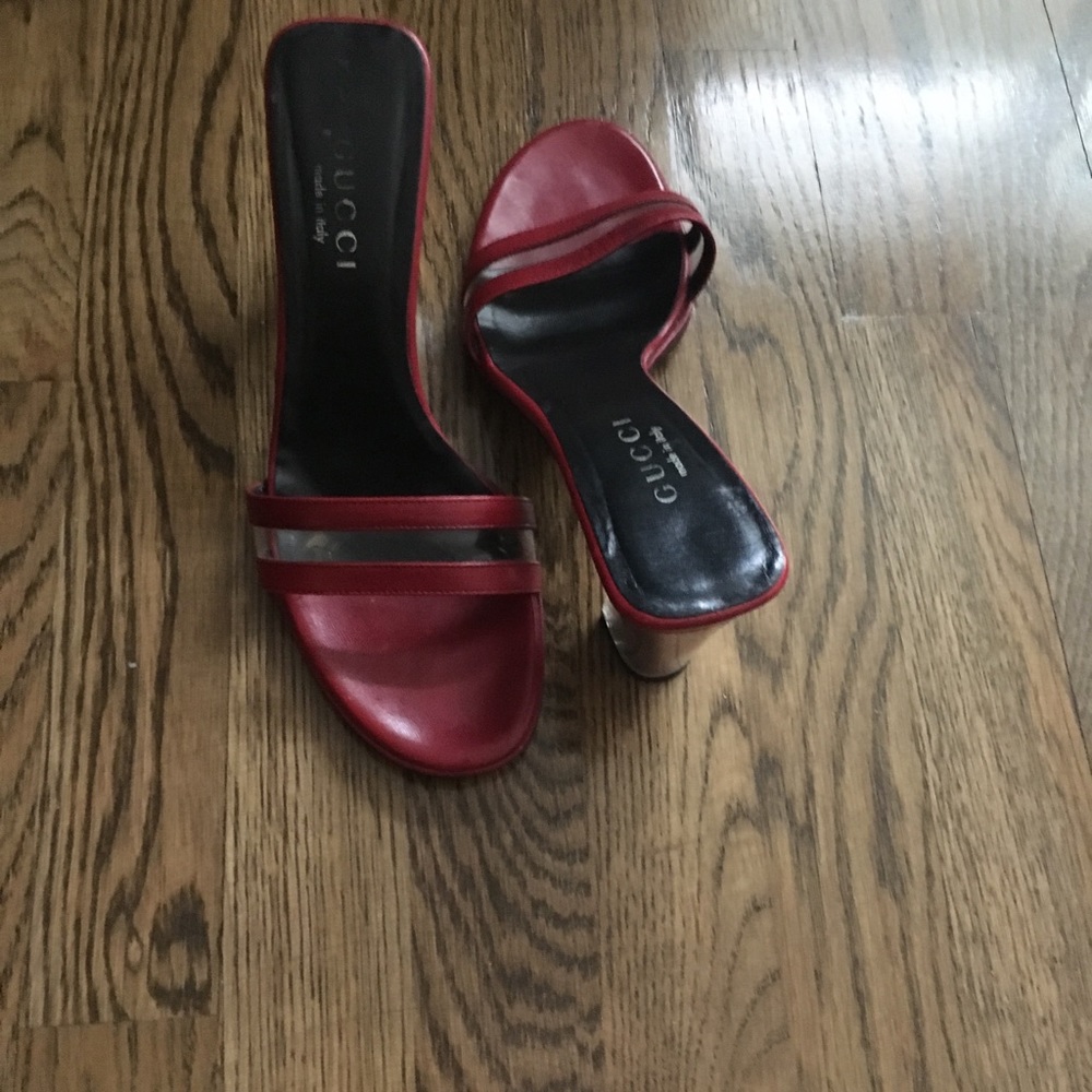Red Gucci Block heel sandals